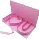 WENPACK Empty Flower Gift Box I Love U Cardboard Letter Shaped Fillable Chocolate Strawberry Candy Packaging (Pink), 1 Count