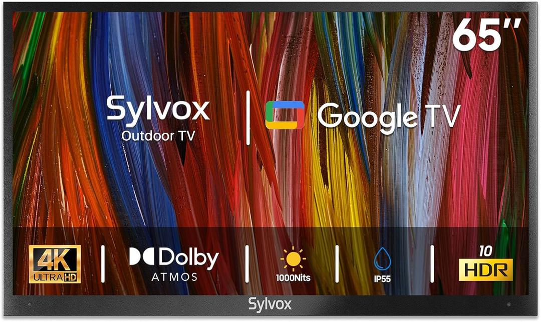 SYLVOX Outdoor TV, 65 inch Smart TV Waterproof Outdoor TVs, 4K Weatherproof Television for Outside,Support Google Assistant & Chromecast, 1000 nit Brightness Partial Sun (Deck Pro 2.0/2024)