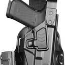 GUN & FLOWER Drop Leg Holster for Glock 17/19/19X (Gen3-5), Glock 22/23/31/32 (Gen3-4), Glock 44/45 w/TLR1/ TLR-1 HL/TLR-1 HL-X/TLR-1 HP-X, Level 2 Retention + Mag Holes - Optic Cut