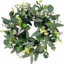 Green Eucalyptus Wreath, 18 Inch Artificial Spring Wreath with Berries for All Seasons Farmhouse Indoor Outdoor Wall Window Front Door Party Decor