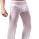 Men's Mesh See Through Pajama Breathable Long Pants Sleep Lounge Nightwear Homewear Bottoms (X-Large)