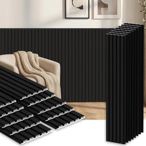 RITOLLO 18 Pack WPC Wainscoting Panels, 3D Fluted Wall Paneling 48.2 x 6.2 Inch, Modern Accent Wall Decor for Interior Decor, TV Background, Living Room, Bedroom, Office, Black