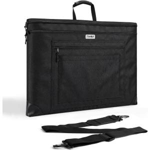 JusArt Art Portfolio Bag, 18x24 Foldable Light Weight Portfolio Folder Case with Adjustable Shoulder Strap, Leather Corners, Waterproof Art Bag for Artists and Adults for Artwork, Poster, Sketching