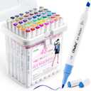 Ohuhu Markers, 48-color Double Tipped Alcohol Markers, Chisel & Fine Alcohol-based Art Marker Set for Adults Coloring Illustration, Great Value Pack for Students' Art Class, Better Designed Grip