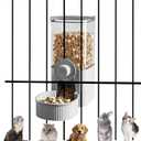 Auto Gravity Food Dispenser for Cage Hanging, 41OZ Capacity Hanging Automatic Pet Cage Feeder, Food Bowl for Cats Dogs Rabbit Ferret Chinchilla Bird Hedgehog Guinea Pig (Grey)