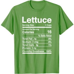 Lettuce Costume Shirt Gift Nutrition Facts Lettuce T-Shirt, Small Ladies