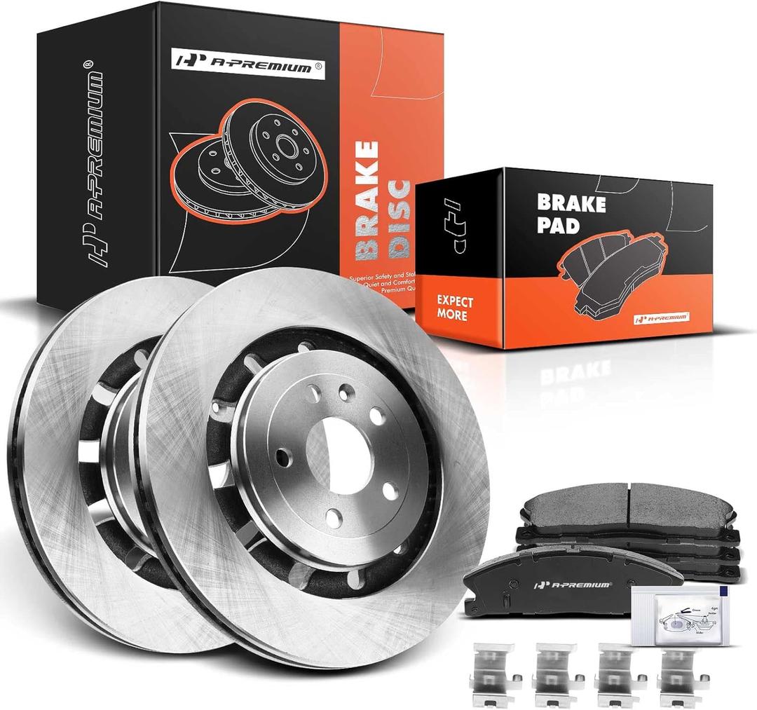 A-Premium 13.86 inch (352mm) Front Vented Disc Brake Rotors + Ceramic Pads Kit Compatible with Select Ford and Lincoln Models - Explorer/Taurus/MKT/Flex 2013-2019, MKS, Police Interceptor Sedan, 6-PC