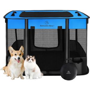 ROMANTIC BEAR Dog Playpen,Portable Foldable Pet Puppy Cat Playpen, Medium(31"x23"x21")