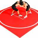 VELOVA Wrestling Mat BJJ Martial Arts Karate Boxing Judo MMA Jiu Jitsu Mats for Practice or At Home Gym, 9x9 Feet Shock Absorbing Grappling Sparring Thick Folding Matt Wrestling Gifts Men Boys