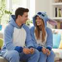 Adult Onesie Animal Pajamays Sleepwear Christmas Costumes Unisex One Piece Cosplay Suit for Women and Men (Blue, S)