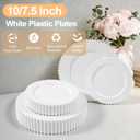 60PCS White Plastic Plates - Fancy Disposable Beaded Plates Include 30 Dinner Plate 10 & 30 Dessert Disposable Plate 7.5 for Birthday, Baby Shower Spring, Wedding & Party