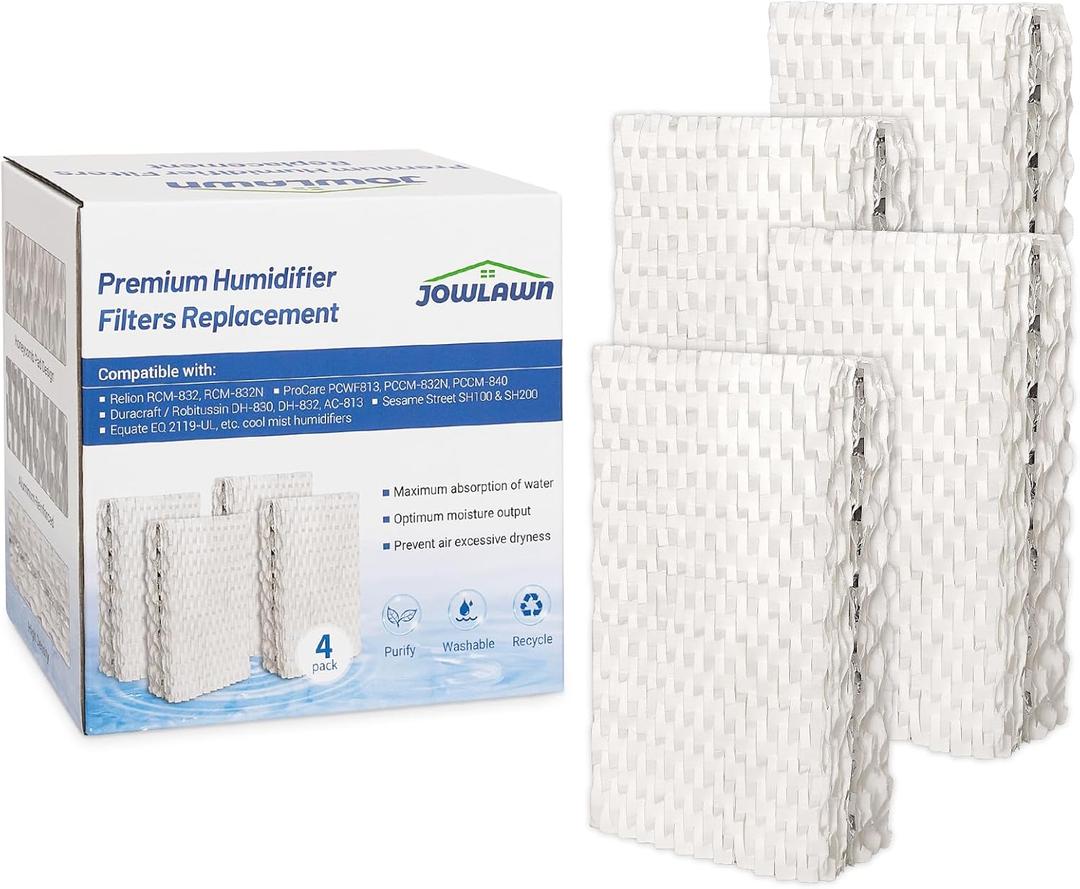 Humidifier Filter Replacement- 4 Pack WF813 Humidifier Wick Filter Compatible with E quate EQ 2119-UL, Re-Lion RCM-832 RCM-832N, Pro Care PCCM-832N Cool Mist Humidifier Filters