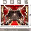 8x6ft Red Carpet Backdrop Glitter Spotlight Fashion Show Movie Night Stars Photography Background Graduation Wedding Birthday Party Decorations Photo Banner Props