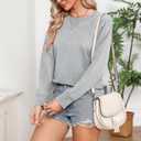 Elesomo Womens Sweatshirts Cotton Crew Neck Casual Long Sleeve Pullover Tops (Gray, XL)