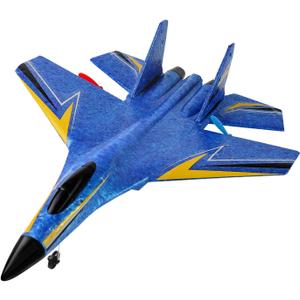 Remote Control Airplane for Kids, 2 Channels Foam RC Planes Jet Wireless Toy,Hobby RC Glider Aircraft for Beginners Teen Boys Girls Adult Blue