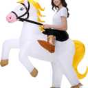 Stegosaurus Inflatable Horse Costume Adult Halloween Blow Up Costumes Ride On White Horse Costume Funny Riding Horse Suit for Men Women Cosplay Kentucky Derby Party