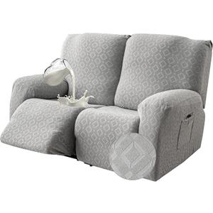 Gennia Waterproof Recliner Loveseat Cover,Stretch Reclining Sofa Covers with Pockets,Washable Lazy Boy Recliner Slipcovers,Leakproof Couch Protector for Kids, Pets, Dog and Cat (2 Seat, Light Gray)