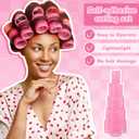 5 Sizes Self Grip Hair Rollers Set, 64 Pcs Rollers Hair Curlers with Clips Comb for Long Medium Short Hair (60 48 40 32 20mm), Pink