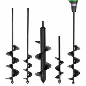 TCBWFY 4 Pack Garden Auger Spiral Drill Bits - 1.6"x9", 1.6"x16.5", 3"x16.5", 3"x12" - Heavy Duty Steel - Corrosion Resistant - Perfect for Post Holes, Earth & Lawn Augering,Planting Bulbs&Trees