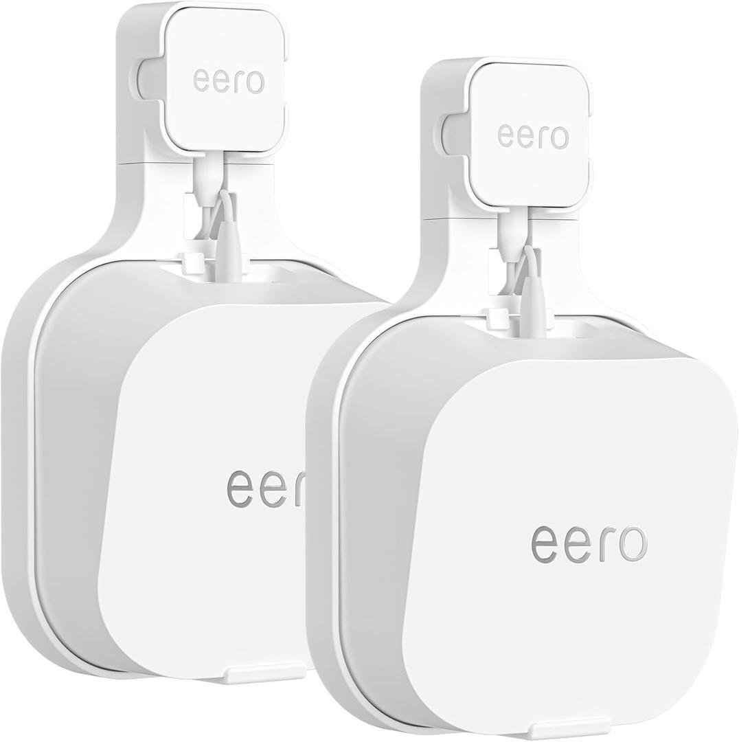 Wall Mount for Eero 7,Outlet Wall Mount Bracket Fits for Eero 7 Dual-Band Mesh Wi-Fi 7 Router,Portable Router Mount with Cable Manage,White (2 Pack)