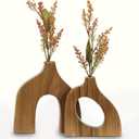 Wooden Vases for Decor Set of 2 - Small Decorative Wood Vase for Faux Flowers & Plants - Modern & Scandinavian Home Decor for Table, Centerpieces, & Living Room