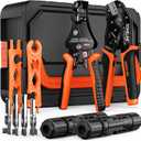 SOMELINE Solar Connector Crimping Tool Kit, 14 12 10 AWG Ratchet Wire Crimper, 15 Pairs Solar Panel Connectors, Wrenches and Automatic Solar Wire Stripper, for Solar Panel Cable Assembly