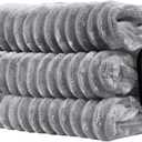 Electric Heated Blanket Twin-Size 62x84 Inch - Ultra Soft Silky Flannel with Ribbed Texture, 10 Heating Levels and 12 Hours Auto-Off Feature - Gray