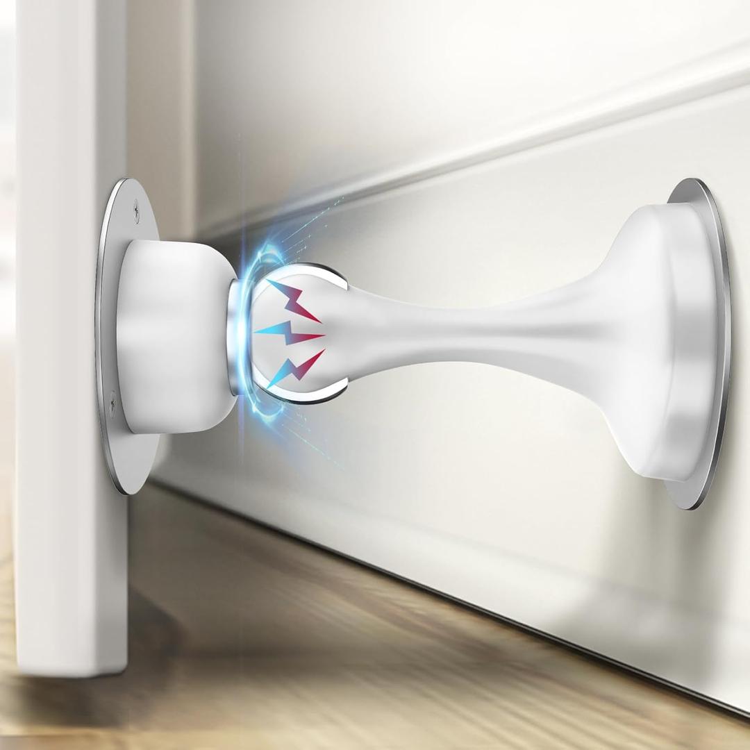 Door Stop Magnetic Door Stoppers, Door Stoppers for Bottom of Door Magnetic Door Catch with 3D Double-Sided Adhesive Tape, No Drilling, Screws for Stronger Mount, Hold Your Door Open