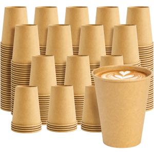 8 oz 500 pack Coffee Cups, Disposable Paper Cups, Sturdy Kraft Leak-Proof Drinking Cups for Hot and Cold Drinks, Office, Party, Home and Travel