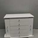 White 5 Layer Huge Jewelry Box,Top With Mirror Wooden Jewelry Organizer Box,With 8 Hook And Velvet Lining Antique Jewelry Box For Women,For Watch Necklace Ring Earring Storage Gifts