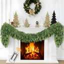 6 Ft Cedar Christmas Garland with Lights for Mantle - Realistic Real Touch Faux Artificial Pine Garlands for Outdoor Stairs Railing Fireplace Decoration Garland Door Decor NEW-2SHLXS-6FT