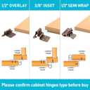 Kitchen Cabinet Hinges Oil Rubbed Bronze, 8 Pack (4 Pairs) 1/2" Overlay Partial Wrap Self Closing Cabinet Door Hinge, Semi Hidden Cabinet Hinge for Cabinet Doors