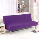 Solid Colour Armless Sofa Bed Cover Polyester Spandex Stretch Futon Slipcover 3 Seater Elastic Full Folding Couch Cover fits Folding Sofa Bed Without Armrests 80" x 50" in (Purple)