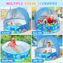 Baby Pool with Canopy Foldable Kiddie Pool with Sun Shade Pools for Toddlers Baby Beach Essentials Pop Up Tent Swimming Wading Pools Portable Summer Water Play for Indoor Outdoor Beach Backyards