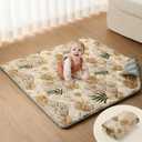 Blissful Diary Portable Baby Play Mats for Floor, Thicken Cushioned Foldable Baby Crawling Mat for Indoor Outdoor, Non-Slip & Washable Kids Playmat for Tummy Time Activity, Earth Tones 43" X 43"