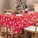 UMINEUX Christmas Tablecloth with Flannel Backing, Waterproof Wipeable Vinyl Table Cover for Xmas Parties/Wedding/Holiday/Decoration Use - Table Clothes for Rectangle Tables(60x120 Inch, Elk)