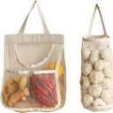 2-Pack Cotton Linen Mesh Hanging Storage Bags  Wall-Mounted Storage Pouch for Organizing