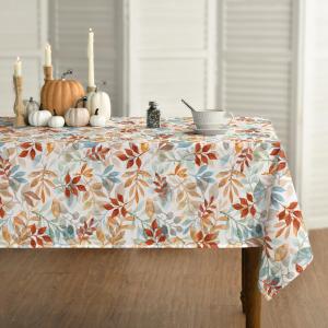 Horaldaily Fall Tablecloth 60x84 Inch Rectangular, Thanksgiving Autumn Harvest Orange Blue Watercolor Leaf Table Cover for Party Picnic Dinner Decor