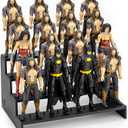 6 inch Acrylic Riser Display Shelf,Clear Action Figures Stands With PEG,4 Tier Toy Collectibles Organizer Compatible with 1/12 Scale Action Figure Toy (Fit For 6 inch Figure Toy-Black)