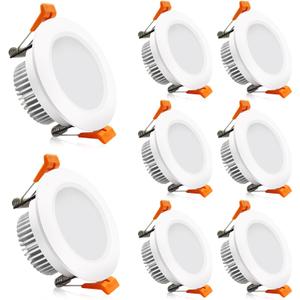 2 Inch LED Downlight, Recessed Lighting Dimmable Ceiling Light, 3W, 3000K Warm White, CRI80 with LED Driver(35W Halogen Equivalent), Pack of 8