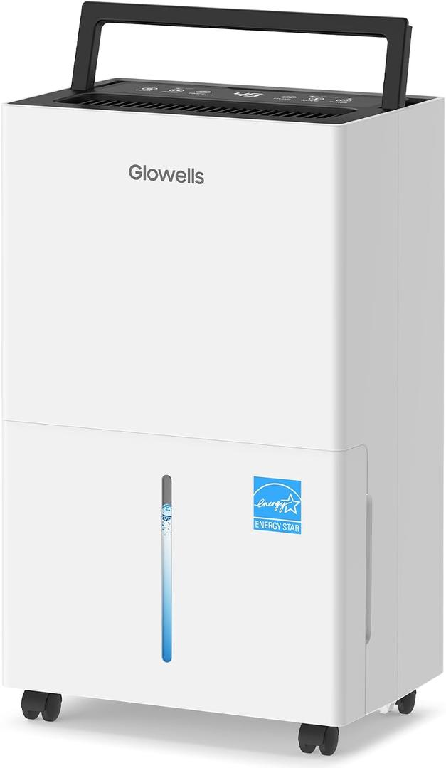 Glowells 4500 Sq.Ft Energy Star Dehumidifier for Basement with Drain Hose, 52 Pints Dehumidifiers for Home, Large Room, RV, Three Modes, Intelligent Humidistat, Quiet Smart Compressor, Auto Defrost