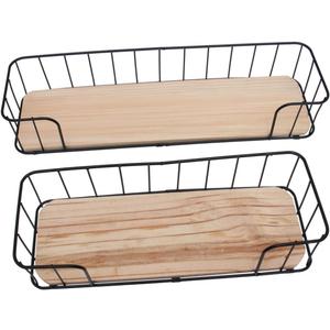 CHILDWEET 2pcs No Drilling Wall Storage Rack Iron Art Organizer for Home Kitchen Bathroom Small Large Black Versatile Shelf for Space Saving Decoration