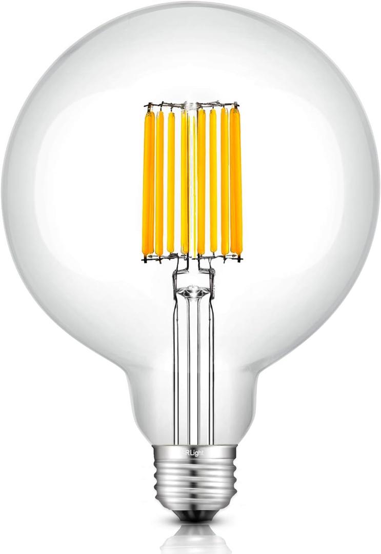 CRLight 12W Dimmable LED Large Globe Bulb 100W Equivalent 1000LM, 3000K Soft White, G40 Replacement E26 Base Antique Edison G125 5 Inch Large Clear LED Filament Light Bulbs, Smooth Dimming Version