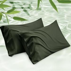 Bedsure Cooling Pillow Cases Queen Size Set of 2, Rayon Derived from Bamboo Cooling Pillowcases for Hot Sleepers, Cool Pillow Covers with Envelope Closure for Women Men, Olive Green, 20x30Inches