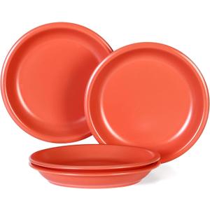 GZG 10.25-Inch Ceramic Dinner Plates Set of 4, Rustic Matte Glaze Terracotta Stoneware Plates for Main Course & Everyday Meals, Microwave & Dishwasher Safe(Terracotta Blush)