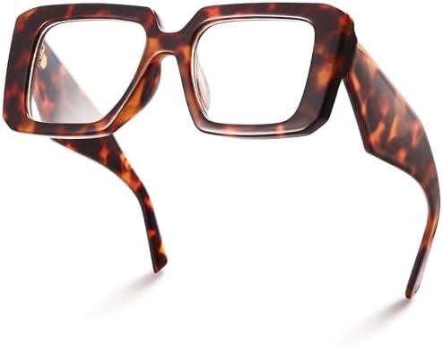 miyya Blue Light Blocking Glasses for Women, Blue Light Glasses for Women Oversized Fashion Glasses, Pack of 3, Half Leopard