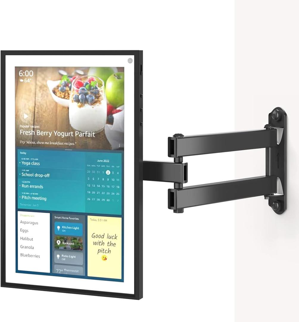 WALI Mount for Echo Show 21, Echo Show 15, Adjustable Wall Mounting Bracket with Heavy Duty 15 Extension Arm, Rotate Tilt Swivel for Echo Show 21, Echo Show 15, Holds up to 33lbs, Black