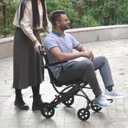 Ultra-Light Transport Wheelchair (only 15lb), Folding Portable Wheelchair with Hand Brake, Trolleys for Elderly Aircraft Travel, Wheelchairs for Adults (with Bag) (with Telescopic Handle)