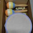 Montessori Wooden Musical Instruments for Toddlers 1-3, Baby Music Toy Set with Xylophone, Tambourine, Triangle, Clarinet, Maracas, Natural Sensory Educational Toys for Boys and Girls