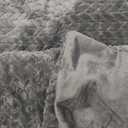 ChiXpace Flannel Fleece Queen Comforter Set - Furry Grey Leaves Pattern Faux Fur Bed Set, Winter Ultra Soft Fuzzy Comfort Set, Velvet Bedding Set for Bed with 2 Pillow Cases (Queen(88"x88"))